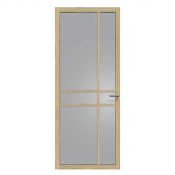 Arne & Bodil binnendeur ABE105 rook glas - licht eiken houtlook afwerking