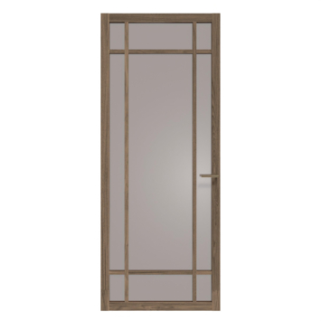 Arne & Bodil binnendeur ABE107 brons glas - donker eiken houtlook afwerking