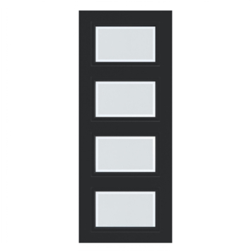 Arne & Bodil binnendeur ABT308 mat glas met blanke rand - diep zwart afgelakt