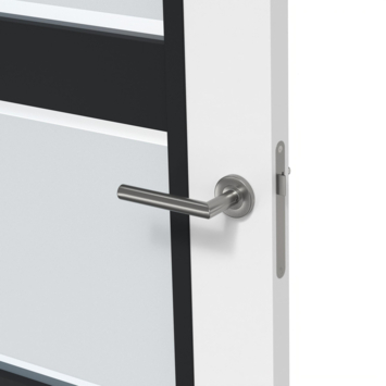 Arne & Bodil binnendeur ABB102 mat glas met blanke rand - wit afgelakt - glaslat diep zwart