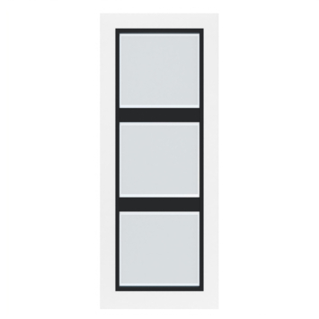 Arne & Bodil binnendeur ABB105 mat glas met blanke rand - wit afgelakt - glaslat diep zwart