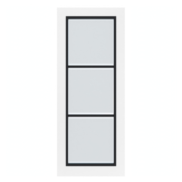 Arne & Bodil binnendeur ABB104 mat glas met blanke rand - wit afgelakt - glaslat diep zwart