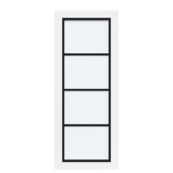 Arne & Bodil binnendeur ABD524 satijnglas - wit afgelakt - glaslat diep zwart