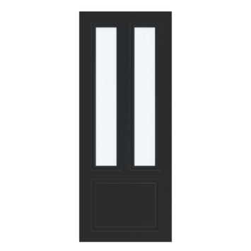 Arne & Bodil binnendeur ABT321 mat glas 8 vlaks met blanke rand - diep zwart afgelakt