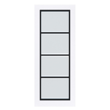 Arne & Bodil binnendeur ABB103 mat glas met blanke rand - extra wit afgelakt - glaslat diep zwart