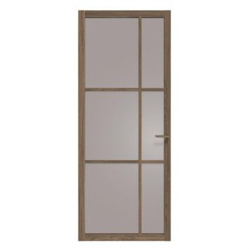 Arne & Bodil binnendeur ABE106 brons glas - donker eiken houtlook afwerking