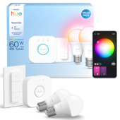 Philips Hue Essential starterkit wit en gekleurd 3 W 2 E27 lampen met bridge en dimswitch
