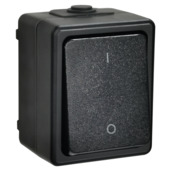Handson opbouw schakelaar 2-polig spatwaterdicht zwart