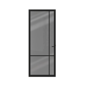 Lundia binnendeur Lumen En 1E04 rook glas zwart gegrondverfd opdek rechts 93 x 231,5 cm inclusief deurbeslag Aido