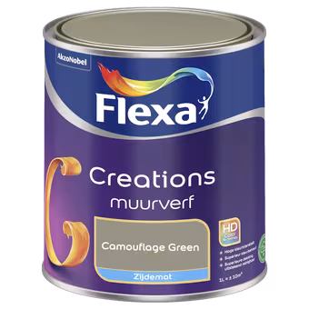 Flexa Creations muurverf camouflage green zijdemat 1 liter