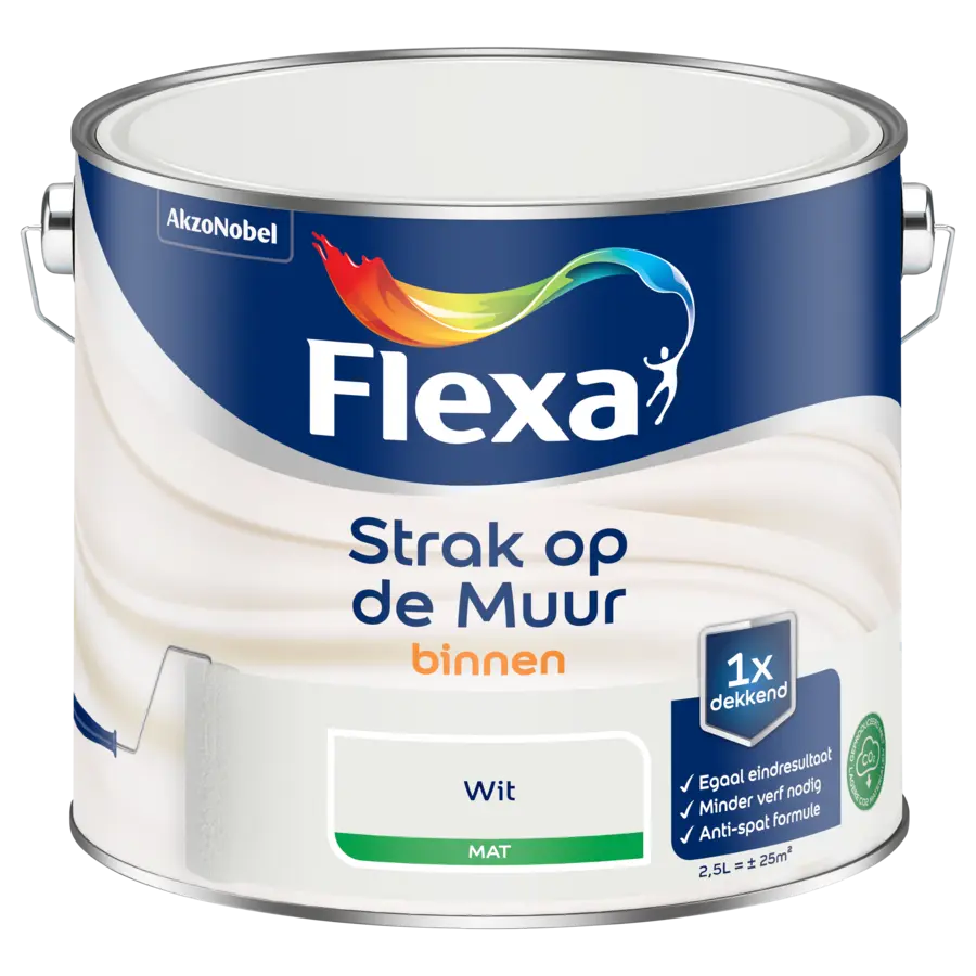 Flexa Strak op de Muur muurverf mat wit 2,5 liter