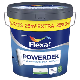 Flexa Powerdek muurverf mat wit 10 liter + 25% GRATIS