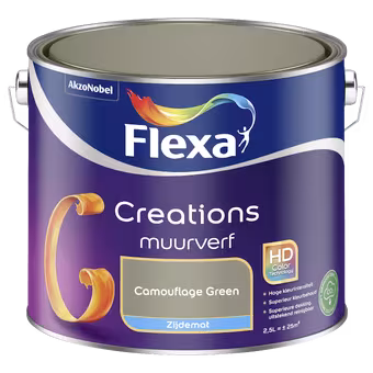 Flexa Creations muurverf camouflage green zijdemat 2,5 liter