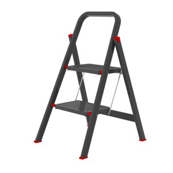 axentia Trapladder 2 treden inklapbaar, metalen vouwtrap met beugel en rubberen treden, vouwtrap tot 150 kg, zilverkleurig/zwart