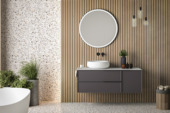 Lattenwand badkamer 260x52 cm licht eiken, dikte 15 mm