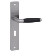 Gamma deurkruk set Retro recht schild sleutelgat 56 mm RVS look messing