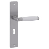 Gamma deurkruk set Retro recht schild sleutelgat 56 mm RVS look messing