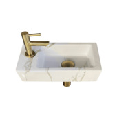 Marho fonteinset compleet links Ondine S mini wit + geborsteld messing