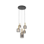 QAZQA 5-lichts hanglamp Zuzanna 40W E27 zwart staal