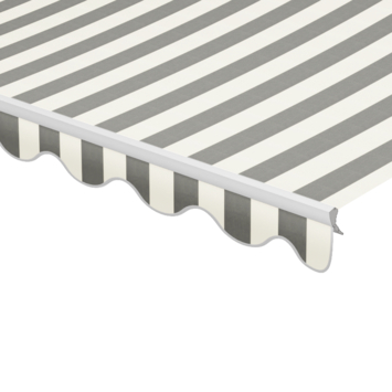 Schulprand (volant) golf streep grijs/wit (kleurnr. T356) op maat