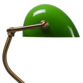 QAZQA tafellamp Banker 60W E27 groen glas brons staal