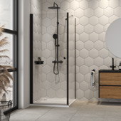 Sealskin draaideur met zijwand voor douchecabine Hooked mat zwart 100 x 100 x 200 cm