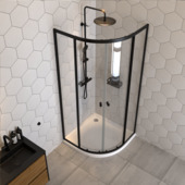 Sealskin kwartrond deur voor douchecabine vierdelig Hooked mat zwart 90 x 90 x 200 cm