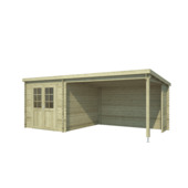Tuinhuis met overkapping Sunniva vurenhout geïmpregneerd 590 x 304 cm