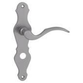 Gamma deurkruk set Lepel ovaal schild vrij-bezet sluiting 63/8 mm RVS look messing