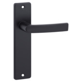 OK deurkruk set Blok recht blind schild zwart aluminium