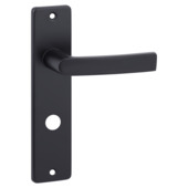 OK deurkruk set Blok recht schild vrij-bezet sluiting 63/8 mm zwart aluminium