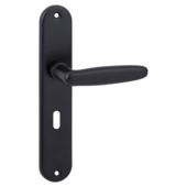 Gamma deurkruk set Amsterdam ovaal schild sleutelgat 56 mm zwart aluminium