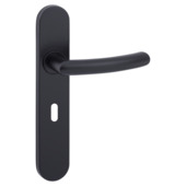 Gamma deurkruk set Zurich ovaal schild sleutelgat 56 mm zwart aluminium