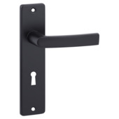 OK deurkruk set Blok recht schild sleutelgat 56 mm zwart aluminium