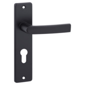 OK deurkruk set Blok recht schild profielcilindergat 55 mm zwart aluminium