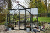 Tuinkas Royal Well Garden Room zwart gecoat met 3mm veiligheidsglas
