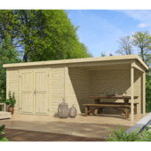 Tuinhuis met overkapping Kjeld vurenhout onbehandeld 550 x 250 cm