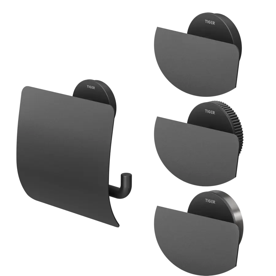 Tiger Orion Toiletrolhouder met klep - Zwart