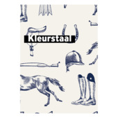 Behangstaal vliesbehang Joules Equestrian paarden print Crème/Blauw dessin 128902