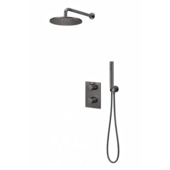 Marho Valdra regendouche set inbouw met thermostaatkraan 25 cm gun metal