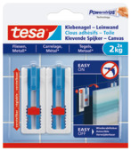Tesa klevende spijker canvas voor tegels en metaal verstelbaar wit 2 kg 2 stuks