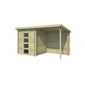 Tuinhuis met overkapping Edelweiss vurenhout geïmpregneerd 390 x 215 cm