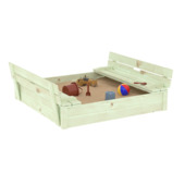 Zandbak vuren hout onbehandeld 20 x 118 x 118 cm inclusief deksel en 2 bankjes