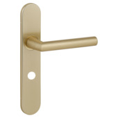 Gamma deurkruk set Kopenhagen ovaal schild vrij-bezet sluiting 63/8 mm messing mat aluminium