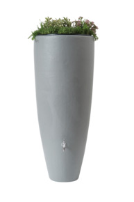 Garantia regenton 2 in 1 met plantenbak 300 L grijs kunststof 62 x 62 x 145 cm met kraantje en vulautomaat