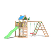 Speeltoestel Jungle Gym Nomad met groene glijbaan en klimrek van douglashout