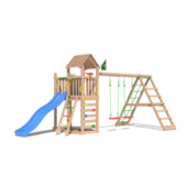 Speeltoestel Jungle Gym Safari met blauwe glijbaan en klimrek van douglashout