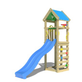 Speeltoestel Jungle Gym Patio met blauwe glijbaan van grenenhout