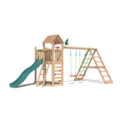 Speeltoestel Jungle Gym Safari douglas met glijbaan donker groen en 2-klimrek module