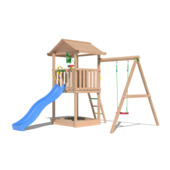 Speeltoestel Jungle Gym House douglas met glijbaan blauw en 1-schommel module